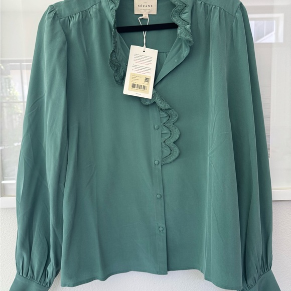 NWT Sezane Chlo Silk Blouse - Picture 2 of 4